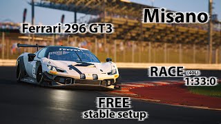 ACC 110  Ferrari 296 GT3  Misano  FREE stable Race setup [upl. by Krystin]