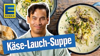 KäseLauchSuppe mit Hackfleisch  Einfaches SuppenRezept [upl. by Gorrian]