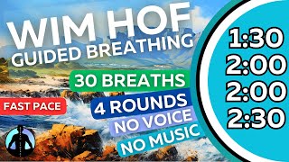 WIM HOF Guided Breathing Meditation  30 Breaths 4 Rounds Fast Pace No Voice No Music To 230min [upl. by Eenimod648]