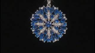 Kyanite amp Zircon Cluster Pendant Necklace In Rhodium over Sterling Silver 885ctw [upl. by Norrv]