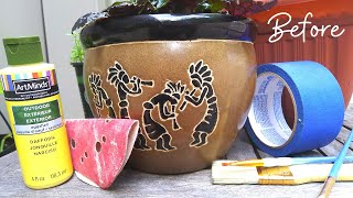 How to Paint and Seal an Already Glazed Ceramic Flower Pot  Tinker Tinker Saturday [upl. by Milano262]