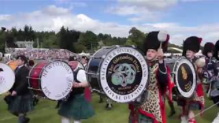 Aboyne Games 2017  Parades by the massed bands around the highland games field [upl. by Weinberg720]