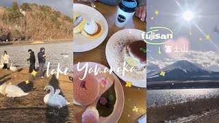 Lake Yamanaka • Fujisan • 富士山 • The Park cafe • soufflé pancake • Sakura • Japan vlog • swan lake [upl. by Cooperstein]