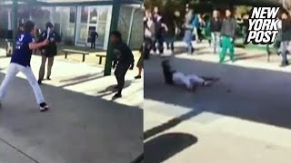 Knifewielding teen is gunned down by school security [upl. by Shishko]