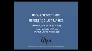 Purdue OWL APA Formatting Reference List Basics [upl. by Yniffit330]