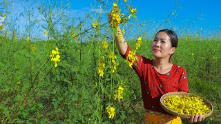 Tasty Sesbania flower Omelete and Sour soup [upl. by Eerok]