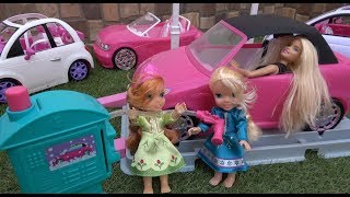 Elsa and Anna toddlers car wash with Barbie Chelsea amp her friends [upl. by Marga]