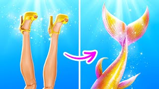 Barbie Needs to Become a Mermaid Amazing Urgent Makeover Hacks [upl. by Darooge]