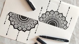 How to Draw Mandala Art  SemiCircle Mandala  How to draw Mandala for Beginners  Easy mandala [upl. by Wrigley]