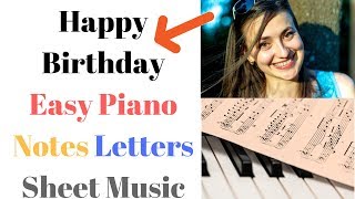 Happy Birthday Easy Piano Music Tutorial With Letters [upl. by Nihs]