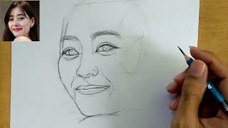 Sketching Yuko Araki using the Loomis method [upl. by Siugram]