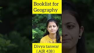 Booklist for geography UPSC CSE  Divya tanwar  Rank 438  trending iasinstitute upscmains mai [upl. by Nwahsel]