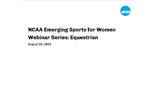 Emerging Sports for Women Webinar Series Equestrian [upl. by Danica]