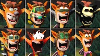 Crash Bandicoot  All Skins amp Costumes N Sane Trilogy [upl. by Zel]