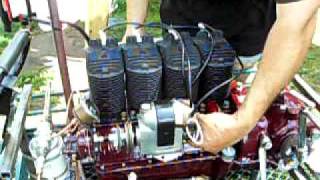 antique 4 cylinder henderson motorcycle engine running on test stand at the AMCA meet in wauseon oh [upl. by Oralla498]