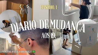 DIÁRIO MUDANÇA EP 1  Primeira limpeza comprinhas na shopee geladeira montagem guarda roupa🏡🥹✨️ [upl. by Anyg]