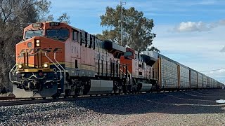 BNSF Autorack trains at Knightsen Ft AmericanRailroader  2924 [upl. by Moir]