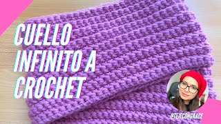 Como TEJER un CUELLO INFINITO a CROCHET 🧶 Teje con Grace [upl. by Cosette]