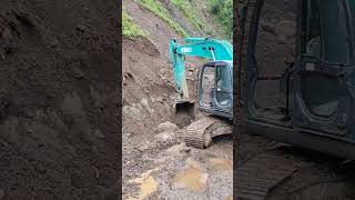 Excavator on duty excavation excavator kobelco hydropower excavator hydrapower hydroelectric [upl. by Nicholas]