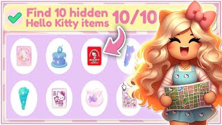 ALL 10 HIDDEN HELLO KITTY ITEMS IN THE CITY TUTORIAL roblox [upl. by Kciwdahc]