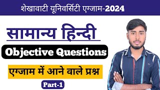 सामान्य हिन्दीShekhawati University ba 1st year general Hindi objective question2024 [upl. by Rowen499]