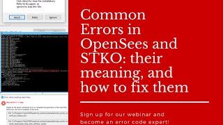 Common Errors in OpenSees and STKO their meaning and how to fix them [upl. by Nedda]