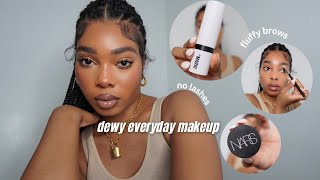 GRWM Dewy Makeup Tutorial for Black Women  Everyday Makeup Brown Skin [upl. by Trebla]