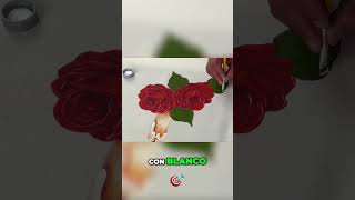 Tutorial de pintura Aprende a pintar rosas rojas y hojas en forma de C shortsviral arteypintura [upl. by Allister367]