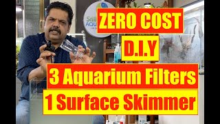 DIY Zero Cost Aquarium BIO Filter  Surface Skimmer  Mayur Dev Aquascaper  Natural Aquarium Ideas [upl. by Sivar398]