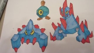 How to draw Pokemon No524 Roggenrola No525 Boldore No526 Gigalith [upl. by Dumond710]