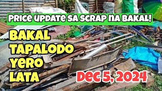 Update price list sa rektahan ng mga junkshop Bakal tapalodo yero atbp December 52024 [upl. by Malinowski]