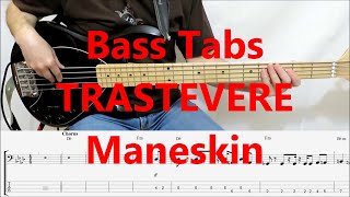 Maneskin  Trastevere BASS COVER TABS preview [upl. by Leamiba]