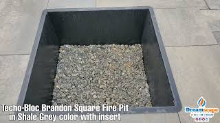 TechoBloc Brandon Square Fire Pit Hardscape in Shale Grey w Insert  Littlestown PA DREAMscapes [upl. by Meehyr]