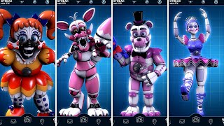 FNAF AR Stylized Sister Location Animatronics Jumpscare amp Workshop Animations [upl. by Hsirehc302]