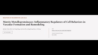 Matrix Metalloproteinases Inflammatory Regulators of Cell Behaviors in Vascular Form  RTCLTV [upl. by Faye]