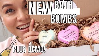 PACKAGING AND LABELLING HEART SHAPED BATH BOMBS  plus fizz demo [upl. by Masterson]