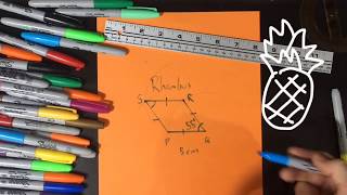 Constructing a Rhombus with a Compass amp Protractor [upl. by Esile]