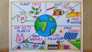 Environment Day poster drawing World Environment day drawing Save Earth Poster drawingSave Nature [upl. by Chamkis]