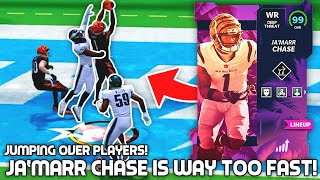 JaMarr Chase Is Way Too Fast Jumping Over Players Madden 22 [upl. by Idyak745]