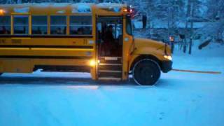 Schoolbus in snow [upl. by Ynnal721]