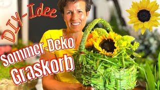 Originelle NaturdekoIdee GRASKORB FloristikAnleitung mit Tipps und Tricks DIY Dekovideo [upl. by Yesllek580]