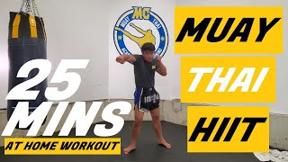 Muay Thai Class  HIIT Workout for Home  Punch amp Push Kicks  No Equipment [upl. by Ecilegna833]