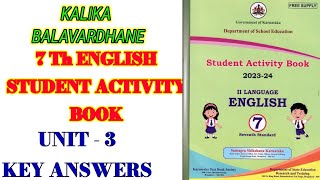 7th English Student Activity Book key answers Unit 3  Kalika Balavardhane learneasilyhub [upl. by Jerz]