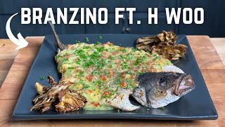 Grilled Branzino with Salmon Egg Beurre Blanc hwoolee [upl. by Ennire]