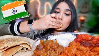 EATING INDIAN FOOD 😍 chicken tandoori butter chicken mutton curry naan rice MUKBANG asmr india [upl. by Atsilac660]