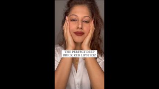 This deep brick red lipstick for Indian skin is hot 🔥fire ashortaday youtubepartner [upl. by Trebliw]