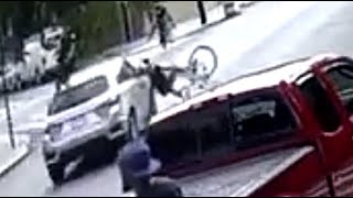 Dramatic video shows car crash into bicycle nearly ending in tragedy driver charged [upl. by Reinhold]