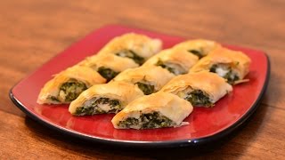 Spinach Phyllo RollUps Recipe with Kraft Philadelphia Cream Cheese  Appetizers [upl. by Niwrehs]