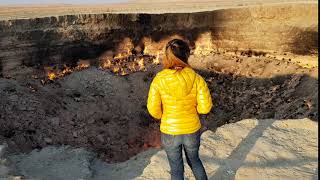 Gates of Hell Turkmenistans Darvaza gas crater during the day [upl. by Esineg]