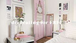 Decorating a room for FREE 🏡 Bedroom makeover on a budget 2019 [upl. by Idnar]